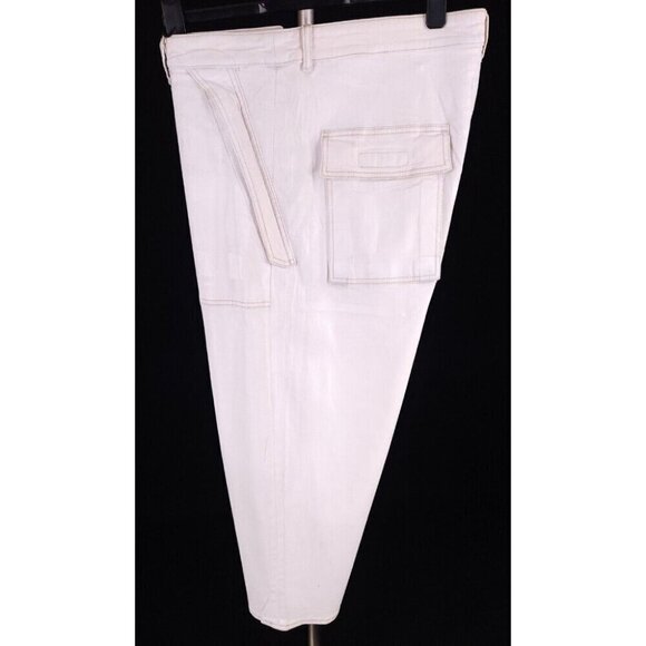 Rick Owens DRKSHDW Cargo Collapse Cropped Cut Pant 38 XXL Mens White SS 20 - Picture 1 of 11